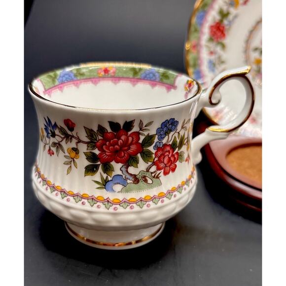 ￼Vintage Rosina Queens Bone China, Demitasse Teacup Cup Saucer Flowers Of Amaran - Picture 4 of 16